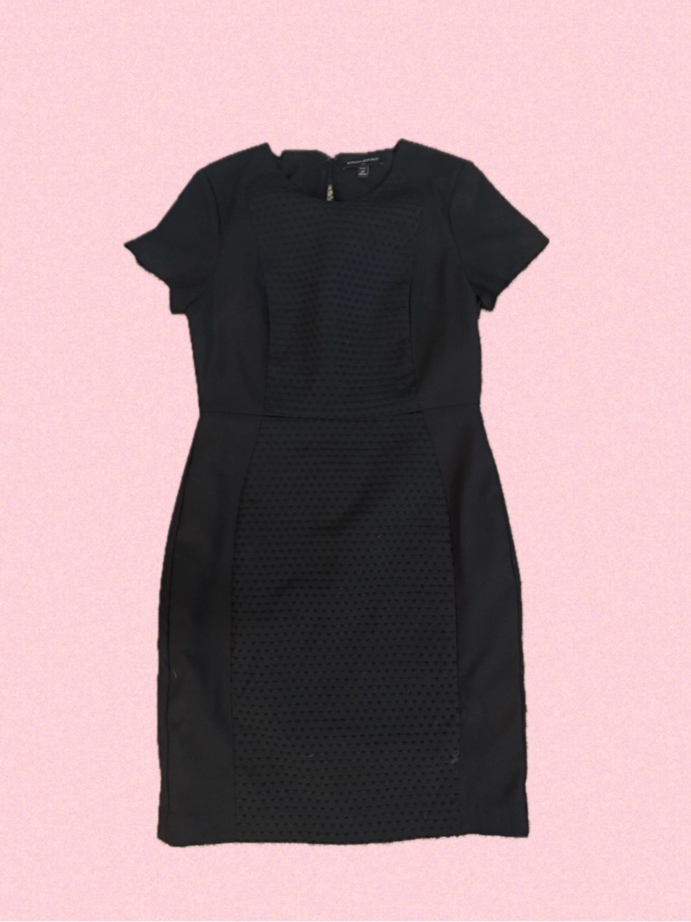 Banana Republic Black Short Sleeve Midi Sheath Dress